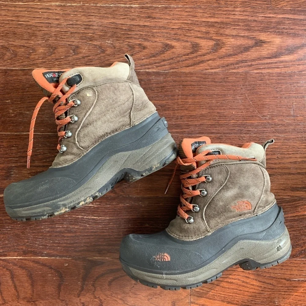 The North Face Brown Black orange waterproof Outdoor winter snow Boots 5 chilkat